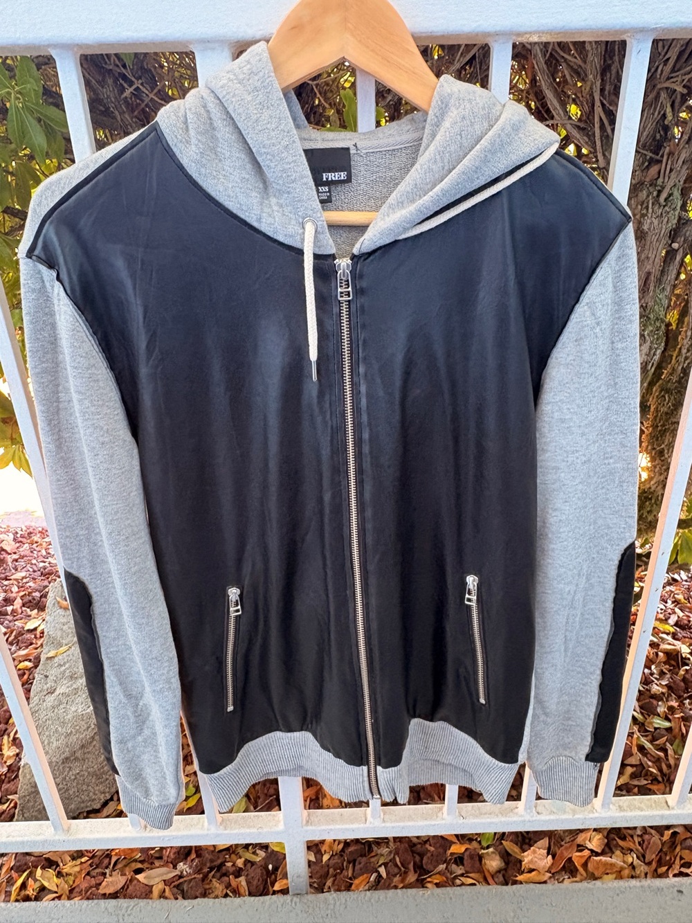 Black & Gray Hooded Zip Jacket
